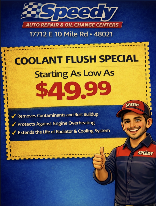 Speedy Auto coolant flush special — starting at $49.99
